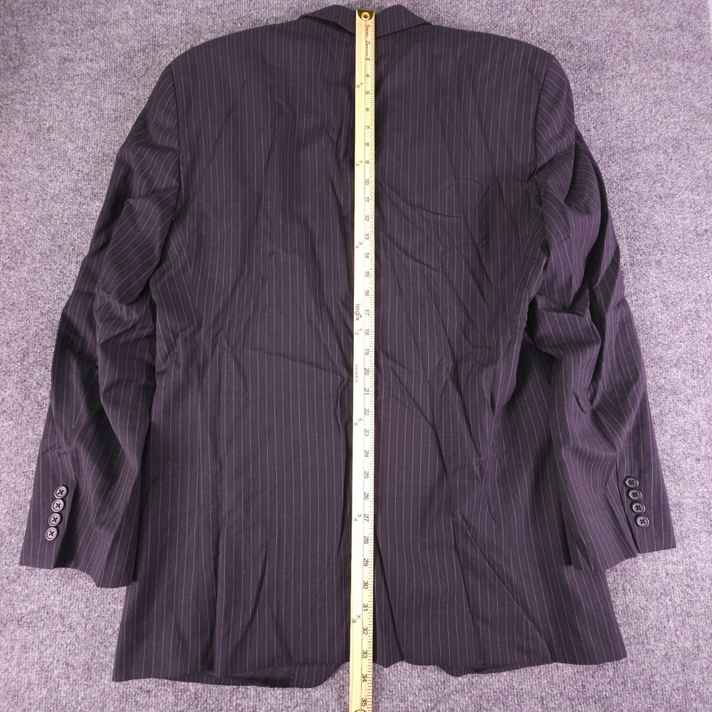 Alfani Suit Mens 42L Charcoal Pinstripe 3 Button 100% Wool Pants 35x33 Pleated - Picture 8 of 16